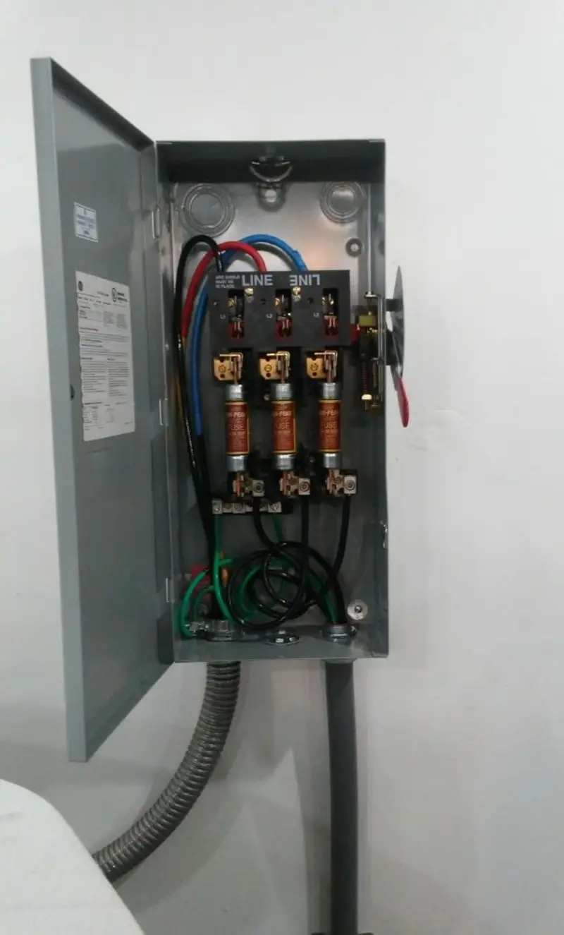 Three-phase disconnect switch installed for Smoke Detector Installation in Westbrook